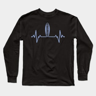 Heartbeat with surfboard Long Sleeve T-Shirt